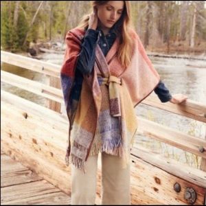 Anthropologie Nomad Colorpane Belted Poncho Jacket